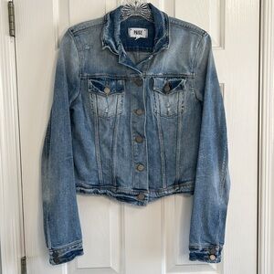 Paige women’s distressed denim jean jacket size medium